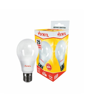 Світлодіодна LED лампа SOKOL 12W 4100K E27 A65 220V